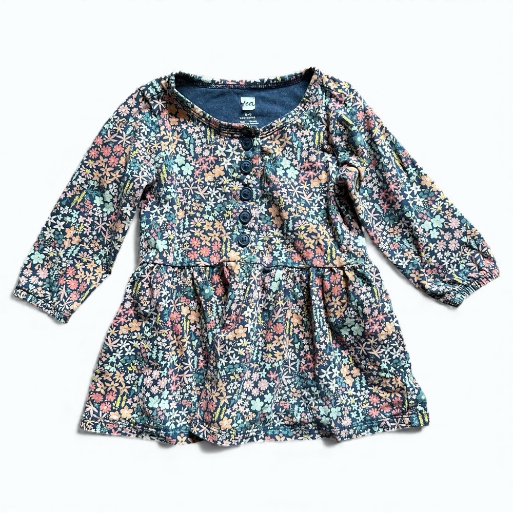 Tea Collection Baby Floral Dress Long Sleeve 6–9M - Soft Knit Casual